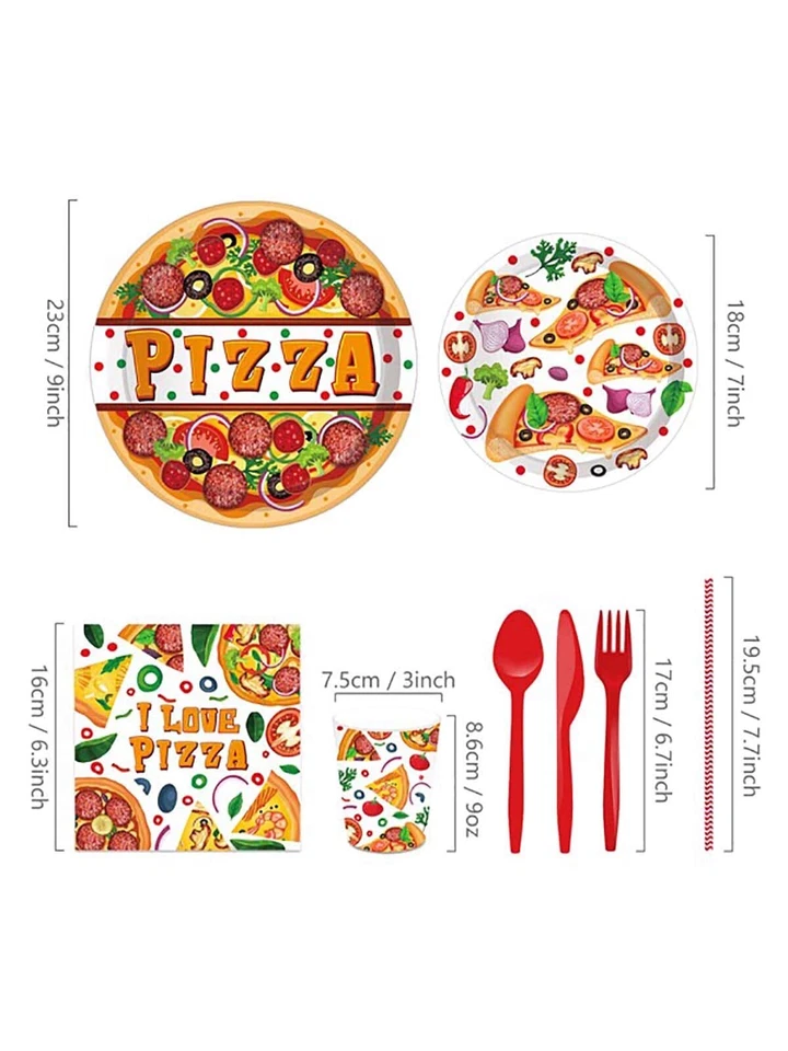 Platos de papel para pizza color comida fiesta platos y servilletas fiesta cumpleaños  Foto 4 de 4