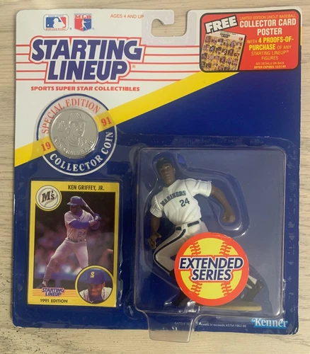 1991 Starting Lineup - Extended Series - Ken Griffey Jr - w/ Card & Coin