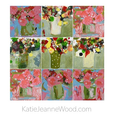 Flower Painting Original Floral Roses Poppies Yellow Canvas Art Miz Katie - Picture 18 of 20