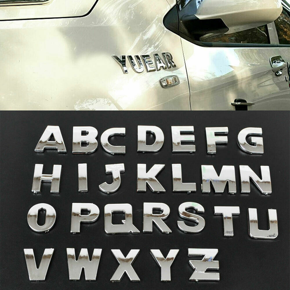NEW 3D METAL SELF ADHESIVE CAR / HOUSEHOLD CHROME LETTERS NUMBERS, 27mm TALL E - Foto 2