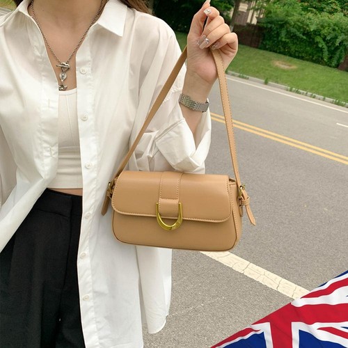 Women Simple Crossbody Bag PU Leather Vintage Underarm Bag Versatile Dating Bag