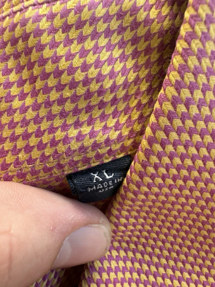 Camisa Burberry London Para Hombres XL Abotonada Naranja Rosa Pata de Gallo Preppy Moderna Foto 4 de 4