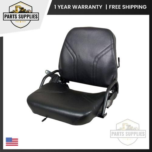 Universal Black Vinyl Forklift Suspension Seat - Fits Doosan & Other Models