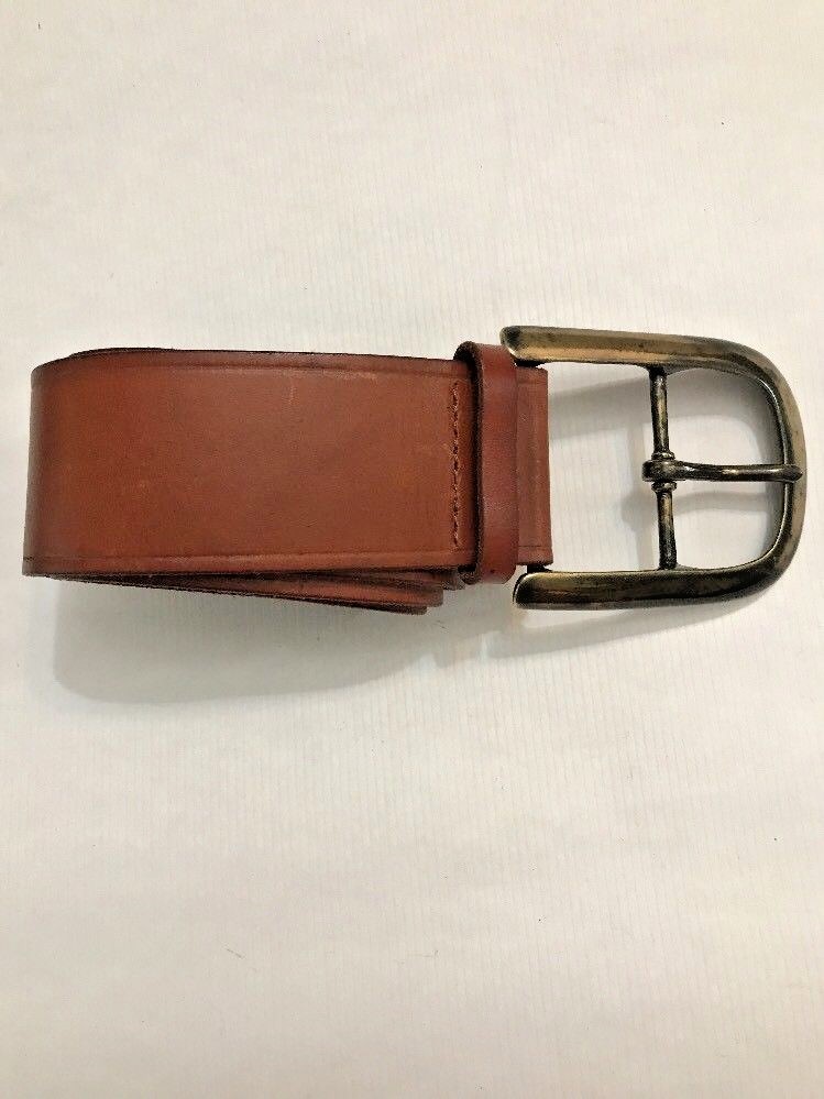 Leather Belt Brown Brass Buckle Large Womens Wide Fashion Saddle Classic Preppy-image