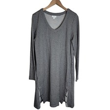 J. Jill Dress Women's Medium Long Sleeved w. Pockets Snap Slits Plaid BlackWhite