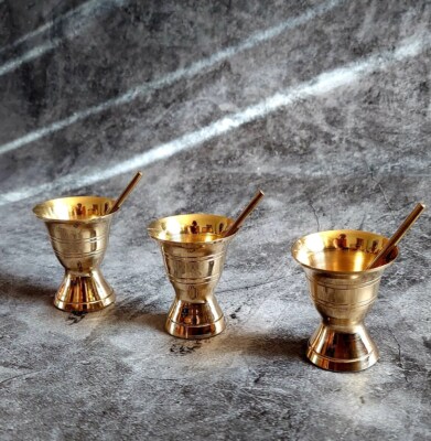 Oshun pilon Pestle and Mortar 1.5 Inches tall Ibu Kole Ikole, polished bronze