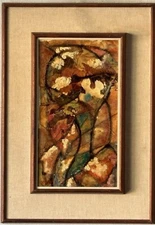 VINTAGE MODERN ABSTRACT MIXED MEDIA EXPRESSIONIST OIL PAINTING OLD MODERNISM ART