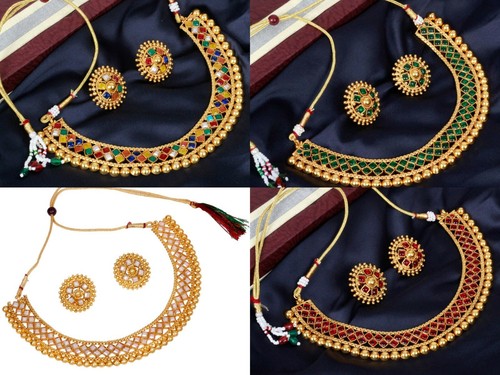 South Indian Pearl Choker Necklace Set 