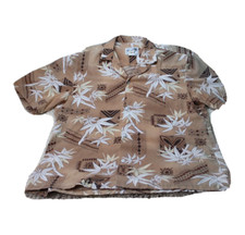 Vintage Paradise Style Mens Hawaiian Shirt Medium M Tan Made In Hawaii Floral