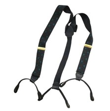 Men's Vintage Y Style Genuine Leather Suspenders, Snaps Clips Button Black Green