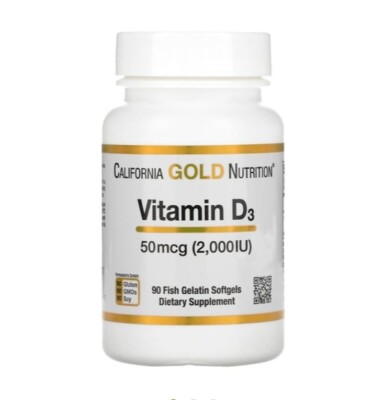 CALIFORNIA GOLD NUTRITION Vitamin D3 2000 IU (Pack of 90 Softgels)