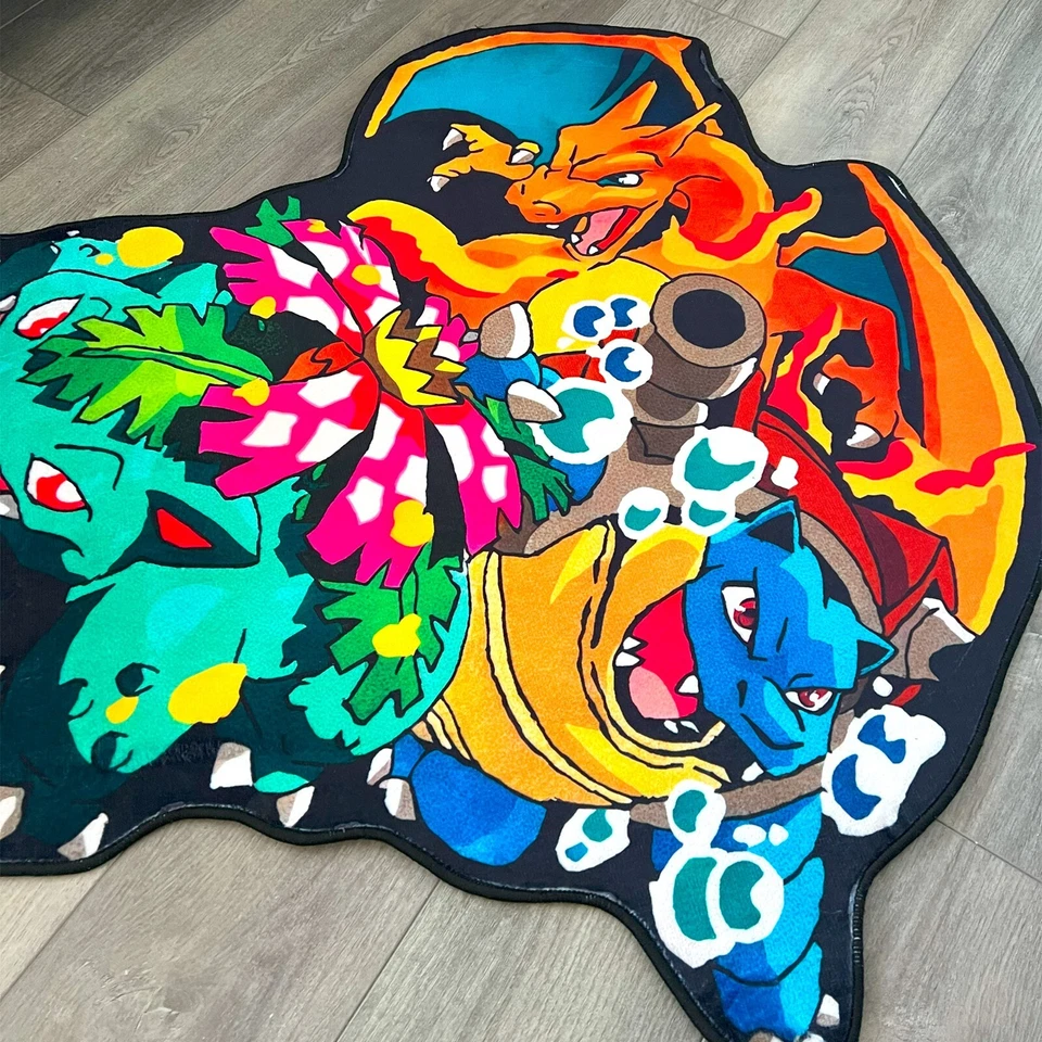 Alfombra Anime Pokemon Blastoise, Charizard y Bulbasaur Alfombra Poliéster Suave Foto 4 de 4