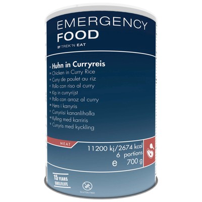 Emergency Food Huhn in Curryreis 700 g Dose Prepper Notnahrung Langzeitnahrung