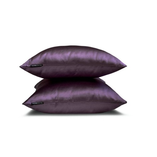 Lilac Satin Solid Set of 2, Lumbar Pillow Cover - Lilac Slub Satin - Picture 11 of 11