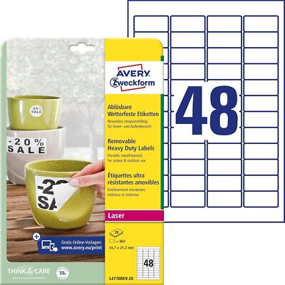 AVERY Zweckform L4778REV-20 Wetterfeste Folienetiketten 960 Aufkleber