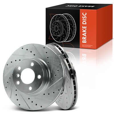 2Pcs Front Left & Right Drilled Brake Rotors for BMW X3 2011-2017 X4 2015-2018