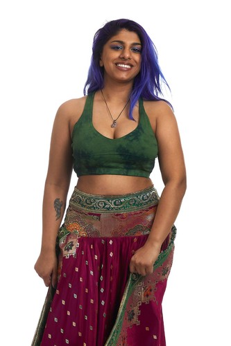 Tie Dye Yoga Bralette, Hippy Tiedye Crop Top, Tie Die Open Back Psy Trance Top - Picture 2 of 20