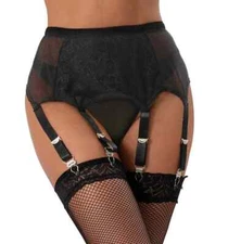 Women Plus Size Garter Belts for Thigh Highs Lace Garter Belt Set with 6 Vint...