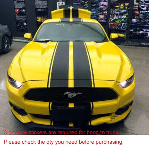 For Ford Mustang Etc 78.7'' Black Hood Roof Rally Racing Stripe Vinyl Sticker - Picture 5 of 12