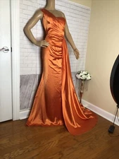 Hot Sexy Mermaid Satin Evening Prom Party Dress High Slit Celebrity With Train