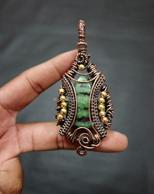 Ruby Zoisite Pendant Copper Wire Wrapped Jewelry Ruby Zoisite Jewelry For Gift