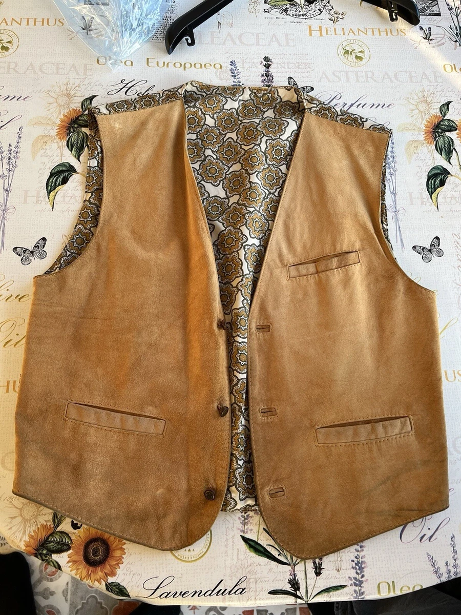 Classyak Gilet Da Uomo Western In Pelle Scamosciata Con Frange E Perline