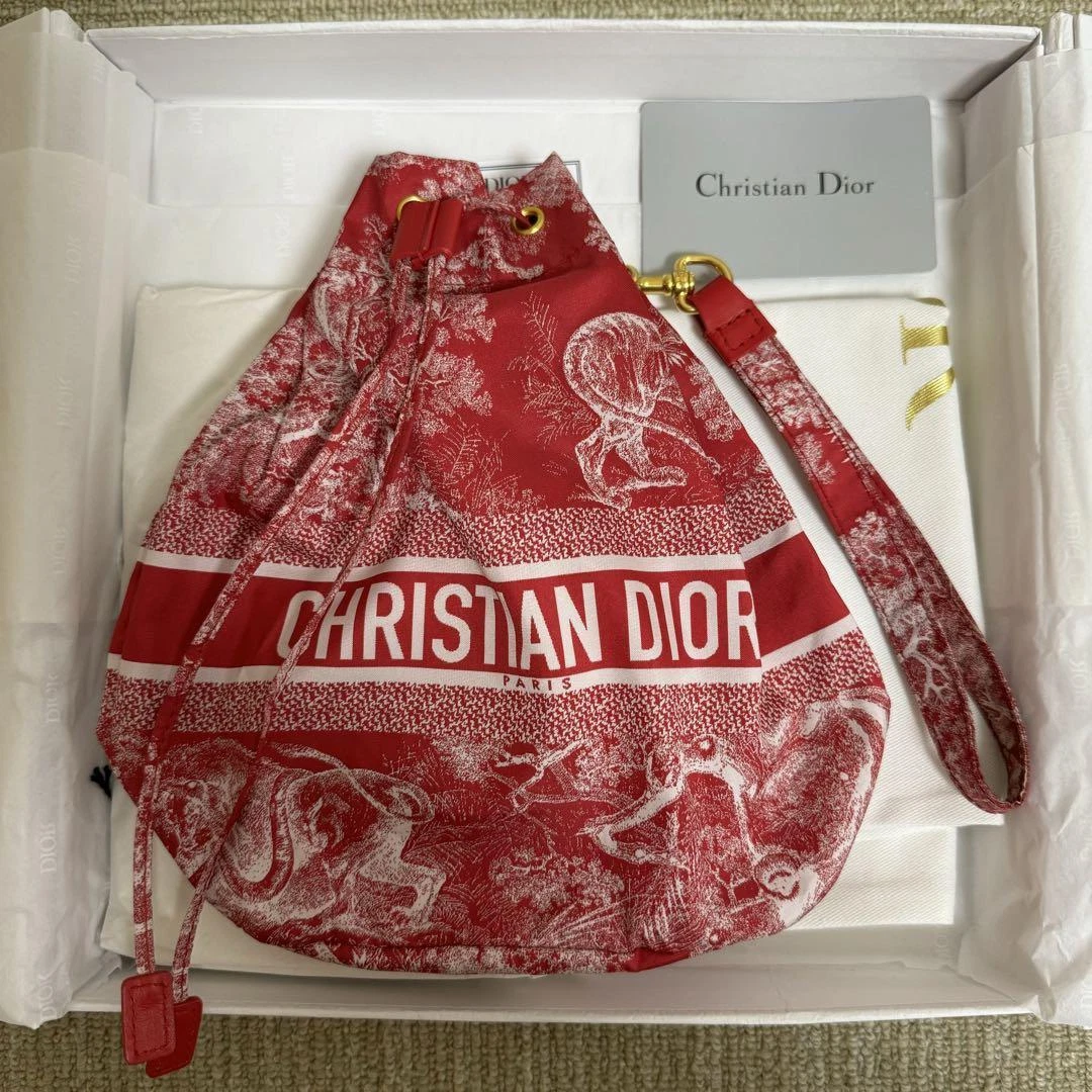 Christian Dior TRAVEL Pochette Revers Toile de Jouy Sac à Main Rouge Limité de JPN