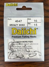 Daiichi #4647 - 60 Degree Heavy Jig Hook - #16 - Black Nickle Finish