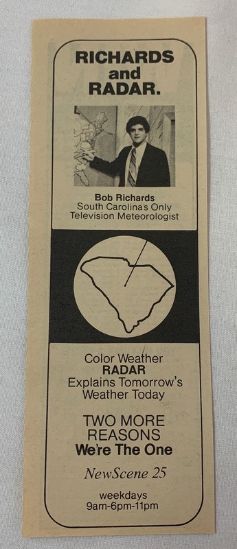1978 WOLO tv news ad ~ BOB RICHARDS AND RADAR weatherman
