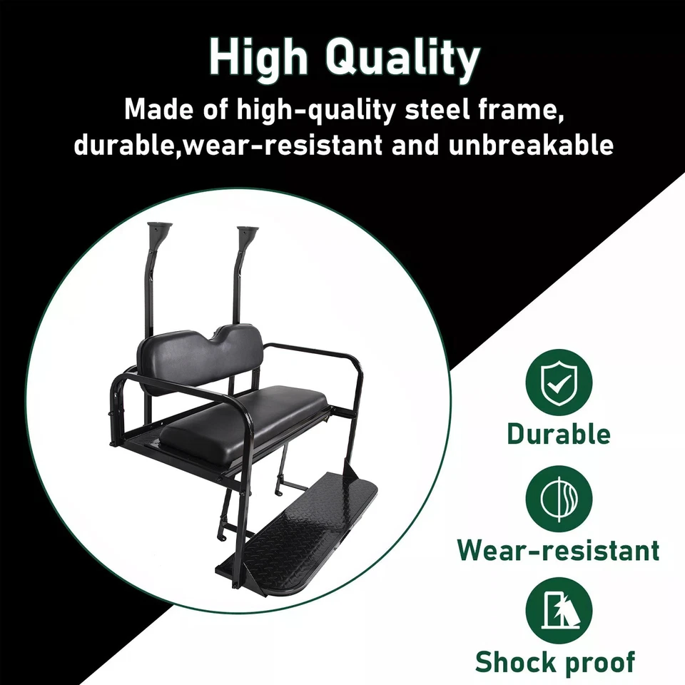 Rear Flip Seat Kit For 2004-up Club Car Precedent/Tempo/Onward Golf Cart Black - Image 4 of 4