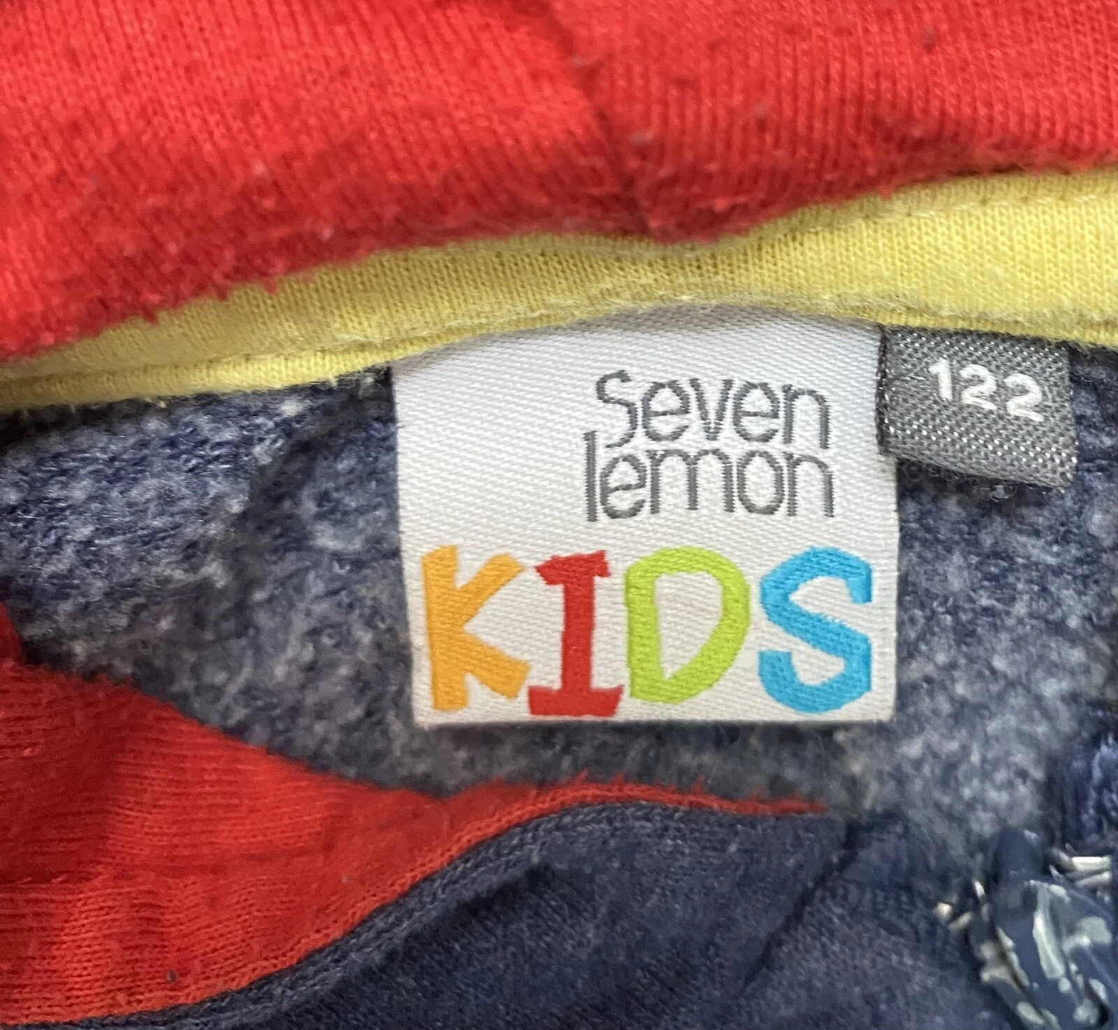 VETEMENTS Felpa con cappuccio SEVEN LEMON~Kids US 7 EU 122~Shark~Zip davanti~Cotone~Blu~Ragazzi