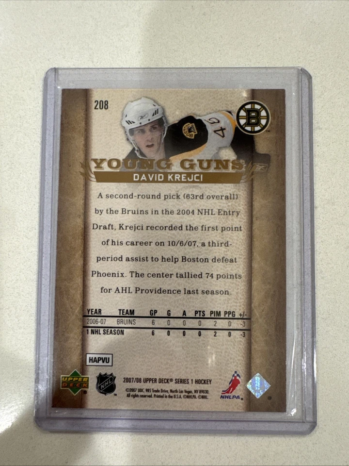 2007-08 Upper Deck - Young Guns David Krejci #208 (RC) - Image 2 of 2