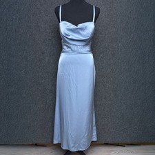 Wedding Guest Cocktail Dress 6 Ice Blue Satin Corset Tea Length