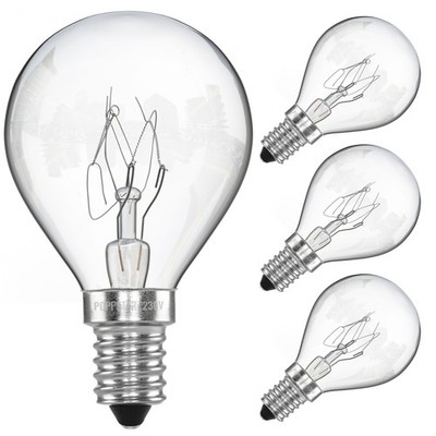 Backofenlampe E14 40W hitzebeständig bis 300Grad (2400K warmweiß 350lm), 4 Stück