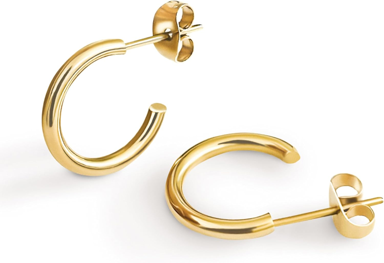 18K Small Gold Hoop Earrings for Women | Gold Plated Thin Tube Earrings | Lightw