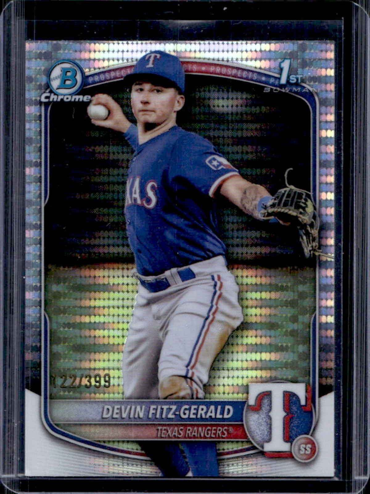 2025 Bowman Chrome Devin Fitz-Gerald Pulsar Refractor 1st #/399 Rangers
