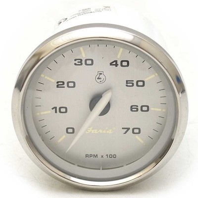 Faria Boat Tachometer Gauge TCC602A | 3 1/4 Inch Kronos Silver