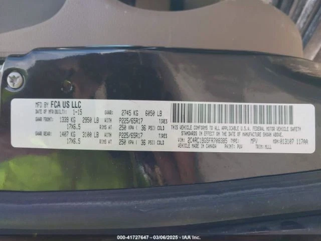 2015 Chrysler Town & Country Front Tie Bar Crossmember FWD 3.60L Used - Image 2 of 4