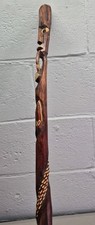 VINTAGE Carved Wood African Shaman Walking Stick 37" Cane B 
