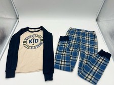 The Children  s Place 2 Piece Boys Blue Beige Worlds Best Kid Pajama Set Sz 7
