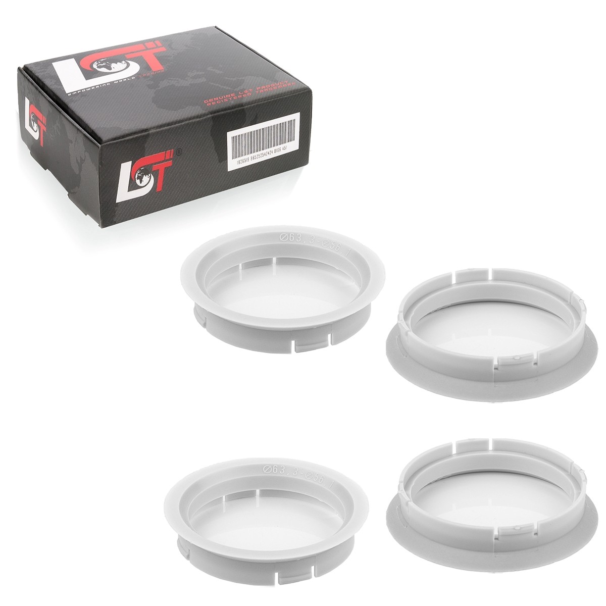 4X Center Rings Spacers White Alloy Wheels Ø 63.3 Mm - Ø 56.1 Mm For Chrysler