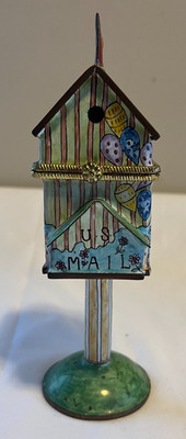 Vintage Enamel Painted Copper Mailbox Stamp Holder Dispenser