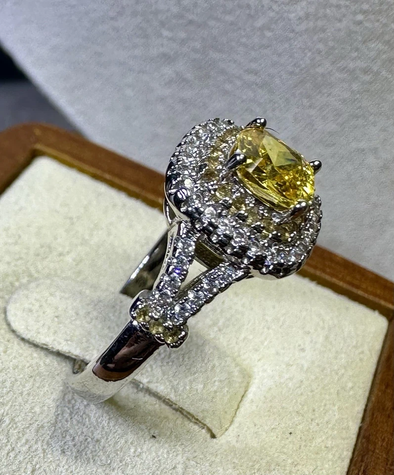 "JUEGO de 8 anillos de cuarzo limón de plata 925 y cadena de 18"" (colgante sin marca) lote #662" Foto 3 de 4