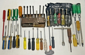 Vintage Large Lot of Screwdrivers & Flat Head Nut Driver Hex Mixed Brand & Size
