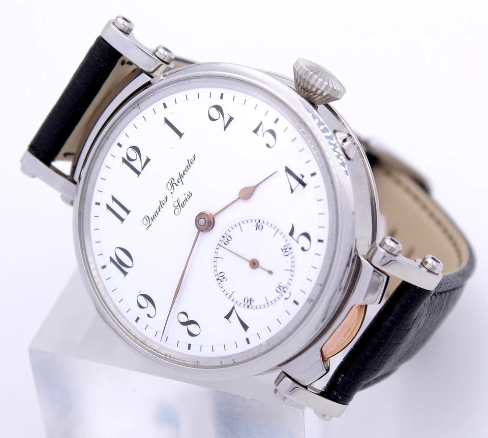 Noble Viertelrepetition swiss Mariage Wristwatch 52mm ca. 1900 Quarter Repeater - Bild 3 von 4