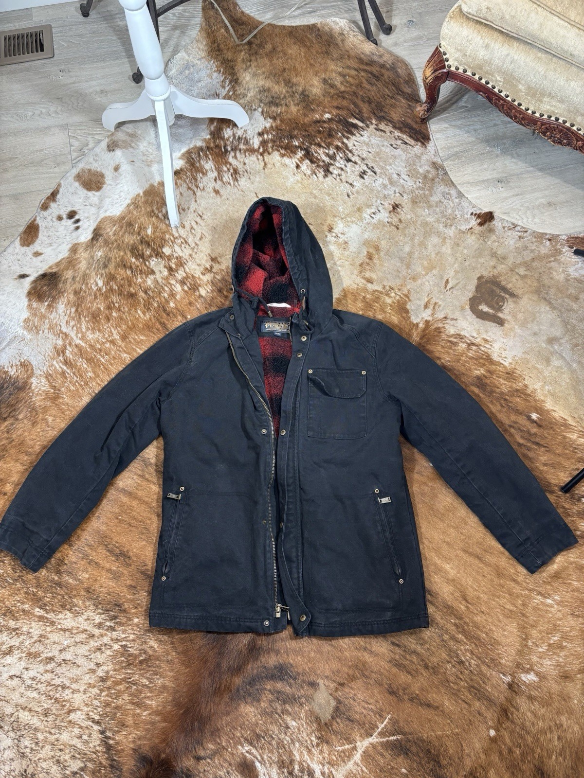 Pendleton Field Jacket Mens Medium Black Chore Co… - image 1