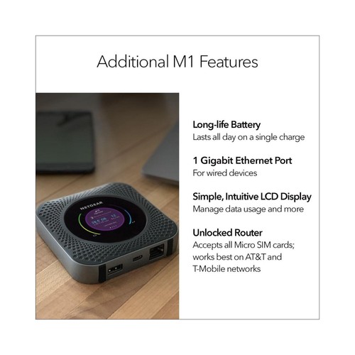 NETGEAR Nighthawk M1 Mobile Router WiFi hotspot 4G LTE Advanced 1 Gbps - MR1100 - Afbeelding 5 van 6
