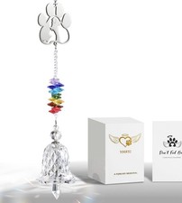 Pet Memorial Suncatcher-Dog Paw Memorial Gifts, Bell Shaped Crystal Prisms