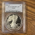1994-P American Silver Eagle Dollar PR69DCAM PCGS Proof 69 Deep Cameo