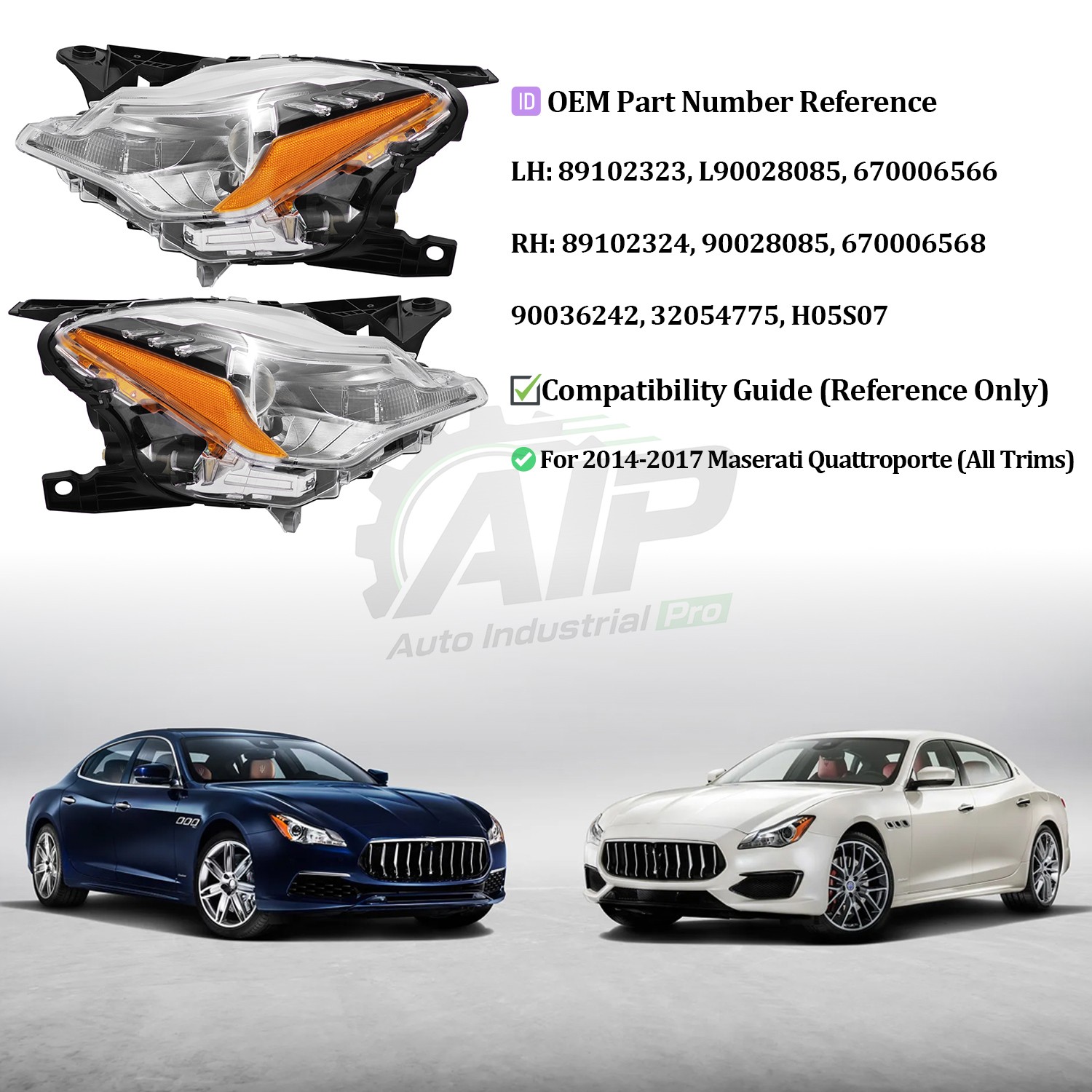 NEW Pair Left & Right Side Xenon Headlight For 2014-2017 Maserati Quattroporte